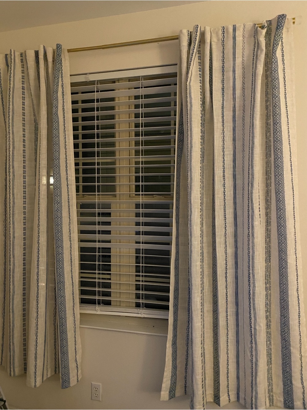 Striped Blue and White Window Curtains - 82x52. 2 panels. New.